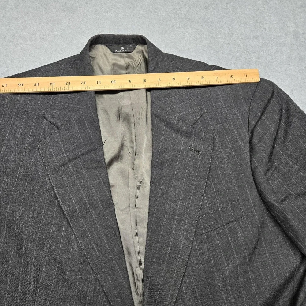 Polo University‎ Club Ralph Lauren Blazer Mens Gray Pinstripe Jacket USA Made